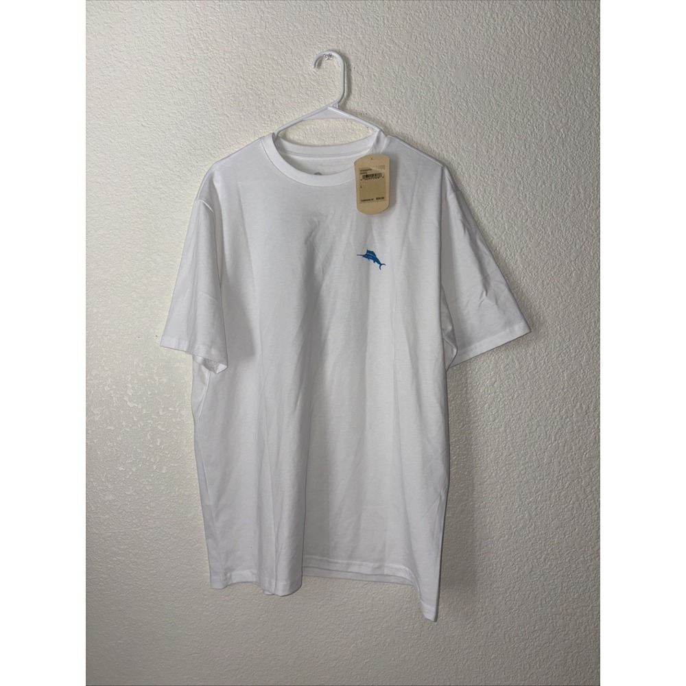 Tommy Bahama SZ L Mens SS Tshirt White Live The Island Life Cotton NWT